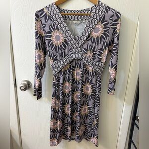 Boden Floral 3/4 Sleeve Knee Length Knit Viscose Dress, Women’s Size 6R